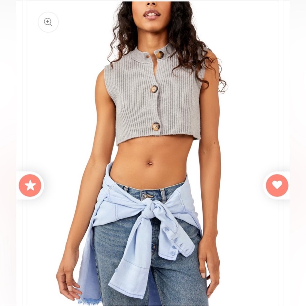 Free People Naiome Micro Vest Truthsyer Grey Size Small